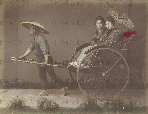 Jinrikishia; Kusakabe Kimbei, Japanese, 1841 - 1934, active 1880s - about 1912, Japan; 1870s - 1890s; Hand-colored Albumen