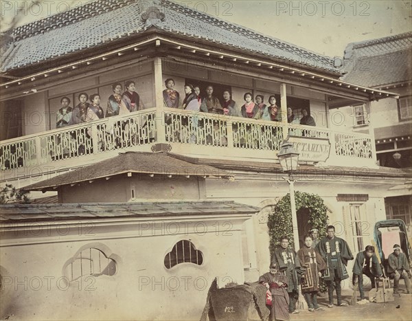 Geisha House; Kusakabe Kimbei, Japanese, 1841 - 1934, active 1880s - about 1912, Japan; 1870s - 1890s; Hand-colored Albumen