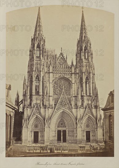 Rouen. Eglise Saint-Ouen, Façade, flèches; Bisson Frères, French, active 1840 - 1864, Rouen, France; about 1856; Albumen silver