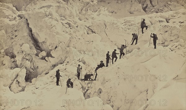 Passage à l'échelle horizontale, Rencontre des Glaciers., Bisson Frères, French, active 1840 - 1864, The Alps, France; 1862