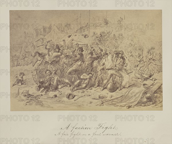 A faction Fight. A fair fight in a foul manner; about 1865; Albumen silver print