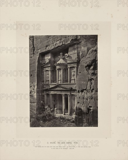 El Khusné, the Rock Temple, Petra; Francis Frith, English, 1822 - 1898, Petra, Jordan; about 1865; Albumen silver print