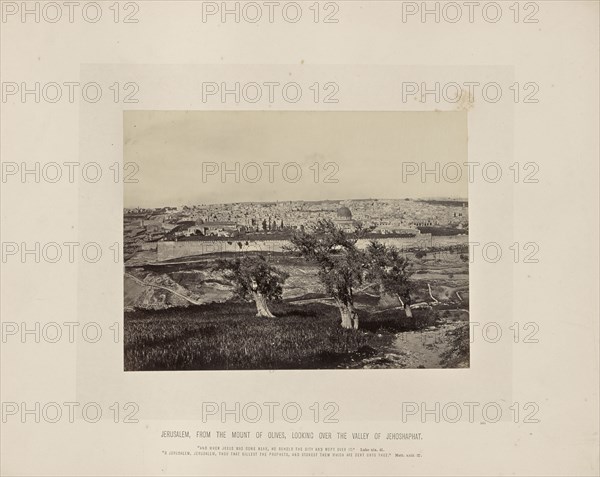 Jerusalem, From the Mount of Olives, Looking Over the Valley of Jehoshaphat; Francis Frith, English, 1822 - 1898, Jerusalem