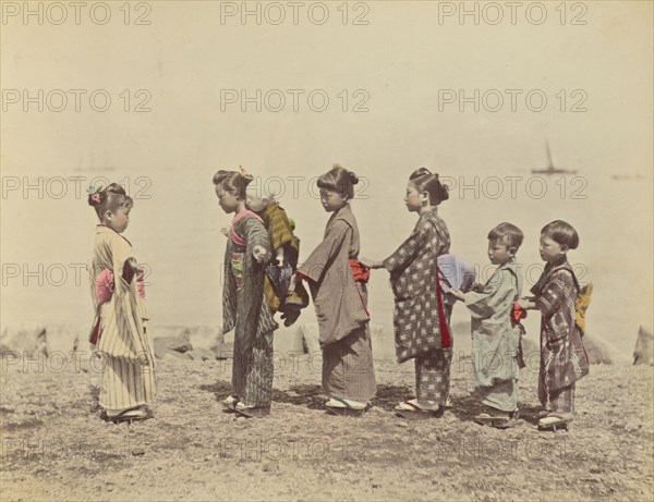 Children Playing; Attributed to Kusakabe Kimbei, Japanese, 1841 - 1934, active 1880s - about 1912, Japan; 1870s - 1890s