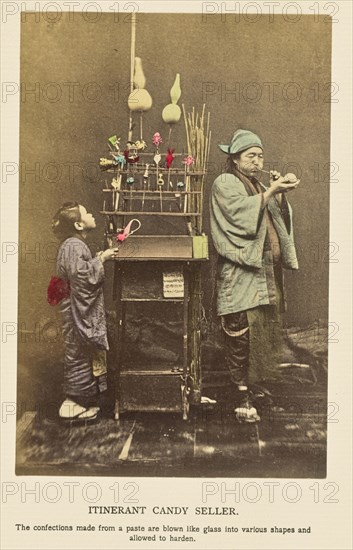 Itinerant Candy Seller; Kazumasa Ogawa, Japanese, 1860 - 1929, 1897; Hand-colored Albumen silver print