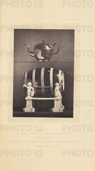 Tea pot and barrel; William Chaffers, English, 1811 - 1892, London, England, Europe; 1871; Woodburytype; 12 x 8.3 cm, 4 3,4 x 3