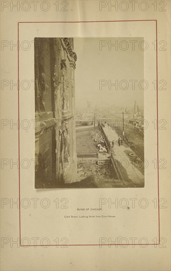 Clark Street, Looking North from Court House; George N. Barnard, American, 1819 - 1902, Chicago, Illinois, United States