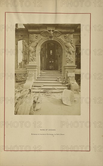 Entrance to Insurance Exchange, La Salle Street; George N. Barnard, American, 1819 - 1902, Chicago, Illinois, United States