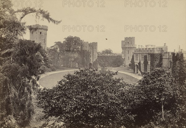 Warwick Castle, the inner court, from the mount; Francis Bedford, English, 1815,1816 - 1894, Chester, England; about 1860