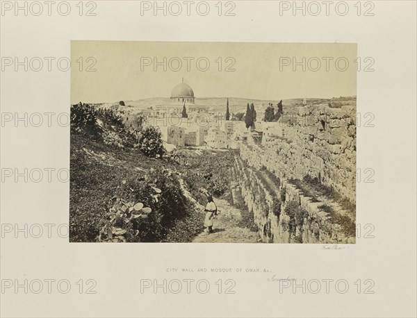 City Wall and Mosque of Omar, &c. Jerusalem; Francis Frith, English, 1822 - 1898, Jerusalem, Israel; 1858; Albumen silver print