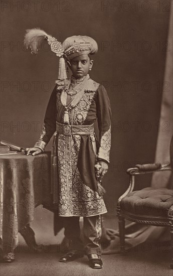 H.H. The Maharaja of Mysore; Bourne & Shepherd, English, founded 1863, London, England; 1877; Woodburytype; 19.2 x 12 cm