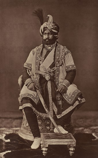 H.H. The Maharaja of Jammu and Kashmir, G.C.S.I; Bourne & Shepherd, English, founded 1863, London, England; 1877; Woodburytype