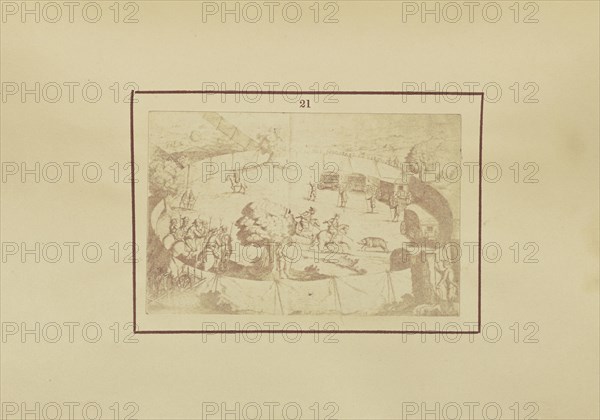 Wild Boars in an Enclosure; Nikolaas Henneman, British, 1813 - 1893, London, England; 1847; Salted paper print; 4.8 × 7.3 cm