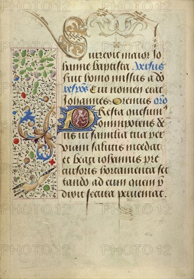 Decorated Text Page; Nicolas Spierinc, Flemish, active 1455 - 1499, Antwerp, illuminated, Belgium; 1469; Tempera colors, gold