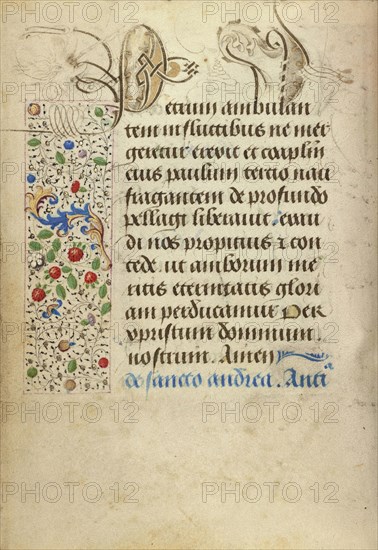 Decorated Text Page; Nicolas Spierinc, Flemish, active 1455 - 1499, Antwerp, illuminated, Belgium; 1469; Tempera colors, gold