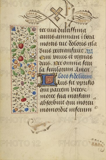 Decorated Text Page; Ghent, written, Belgium; about 1471; Tempera colors, gold leaf, gold paint, silver paint, and ink