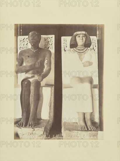 Musée de Guizeh - Le fils royal Ra-Hotep et la dame du roi Nefer-tete; Félix Bonfils, French, 1831 - 1885, 1870s; Albumen