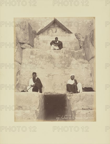 Entrée de la grande pyramide; Félix Bonfils, French, 1831 - 1885, 1870s; Albumen silver print