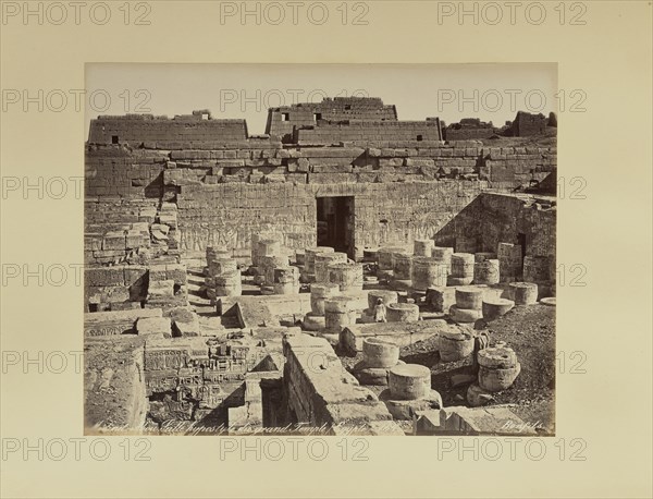 Médinet-Abou. Salle hypostyle du grand Temple, égypte, Félix Bonfils, French, 1831 - 1885, 1870s; Albumen silver print