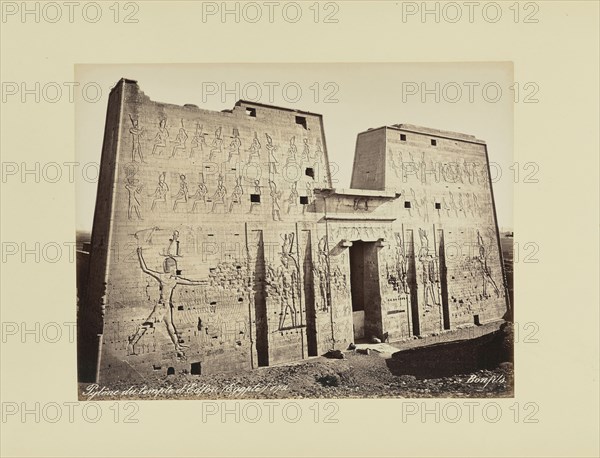 Pylône du temple d'Edfou, égypte, Félix Bonfils, French, 1831 - 1885, 1870s; Albumen silver print