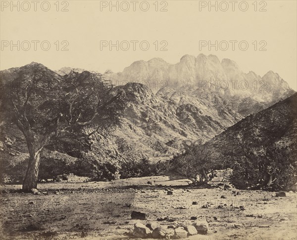 Mount Serbal, From the Wádee Feyrán; Francis Frith, English, 1822 - 1898, Mount Serbal, Israel; about 1858; Albumen silver