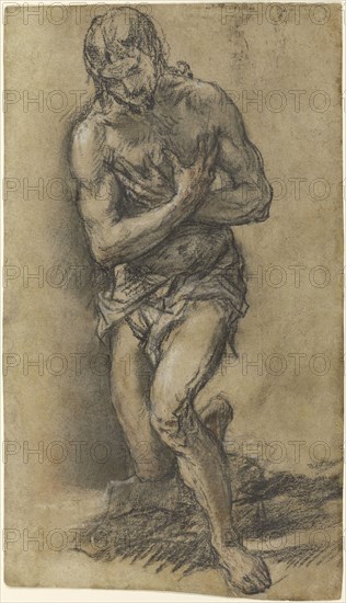 Christ Baptized; Juan Carreño de Miranda, Spanish, 1614 - 1685, about 1682; Charcoal, red and white chalk, with stumping