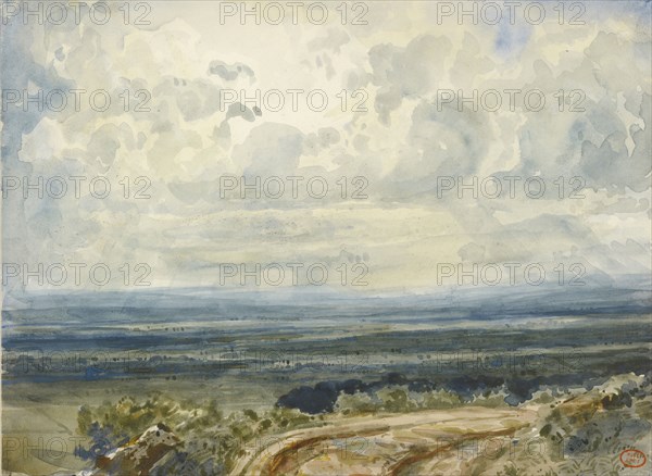 View of a Valley in Normandy; Paul Huet, French, 1803 - 1869, about 1825 - 1830; Watercolor; 24.1 × 32.7 cm, 9 1,2 × 12 7,8 in