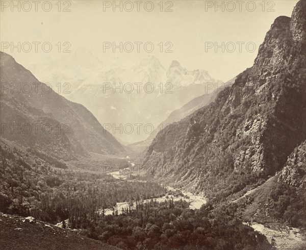 Wooded Valley from Fulaldaru, with the Srikanta Peaks in the Distance; Samuel Bourne, English, 1834 - 1912, Uttarakhand, India