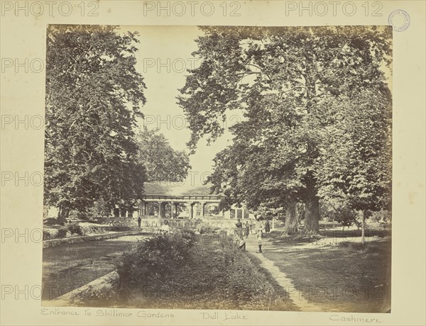 Entrance to Shilimar Gardens. Dull Lake. Cashmere; Baker & Burke, British, 1867 - 1872, Srinagar, Kashmir, India, Asia; 1860s