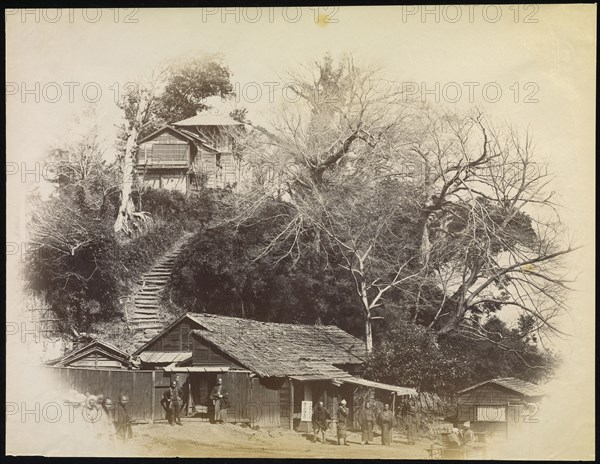 View of Isiohoji Temple at Yedo, Priests' Attendants; Felice Beato, 1832 - 1909, Yedo, Japan; 1867 - 1868