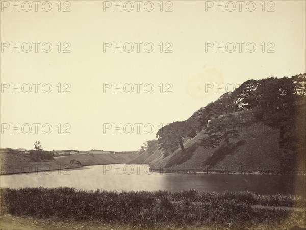 View of the Moat at Edo Castle; Felice Beato, 1832 - 1909, Tokyo, Japan; 1863 - 1868; Albumen silver print