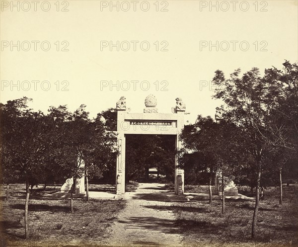 Tomb near Pa-lu-chian, the Scene of the Commencement of the Attack, Beijing, China; Felice Beato, 1832 - 1909, Hering