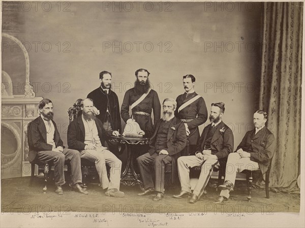 Group Portrait - Eight European Men; Allahabad, India; about 1875; Albumen silver print