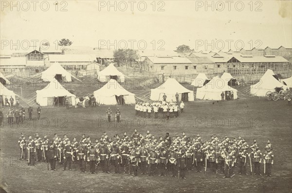 Group Portrait of the Royal Marine Battalion; Felice Beato, 1832 - 1909, Japan; October 1864; Albumen