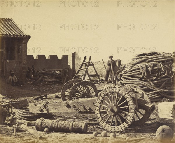 Interior of Pehtang Showing the Magazine and Wooden Gun, August 1, 1860; Felice Beato, 1832 - 1909