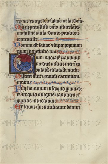 Initial C: A King Sleeping in a Bed; Bute Master, Franco-Flemish, active about 1260 - 1290, Northeastern, illuminated, France
