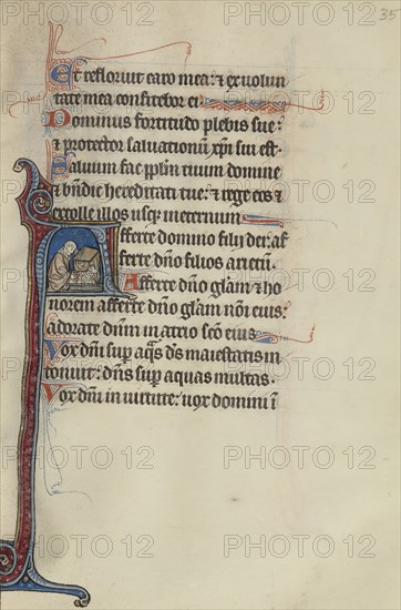 Initial A: A Priest Sacrificing a Ram before an Altar; Bute Master, Franco-Flemish, active about 1260 - 1290, Paris