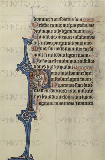 Initial P: A Prophet Holding a Scroll; Bute Master, Franco-Flemish, active about 1260 - 1290, Northeastern, illuminated
