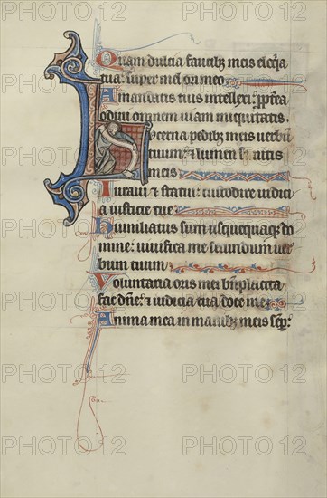 Initial L: A Saint Holding a Scroll; Bute Master, Franco-Flemish, active about 1260 - 1290, Paris, written, France