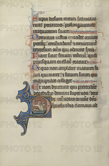 Initial D: A Man Rising from a Tomb; Bute Master, Franco-Flemish, active about 1260 - 1290, Northeastern, illuminated, France