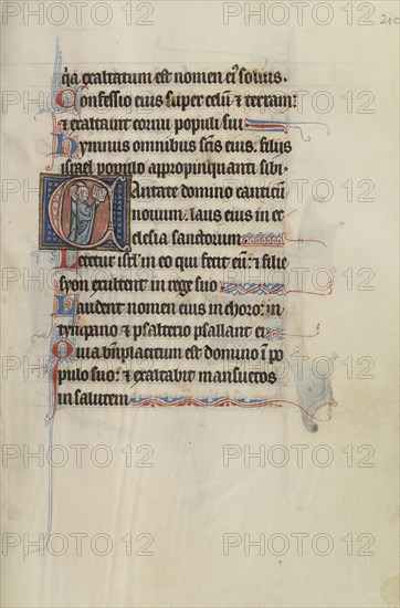 Initial C: Three Clerics Singing From a Book; Bute Master, Franco-Flemish, active about 1260 - 1290, Paris, written, France