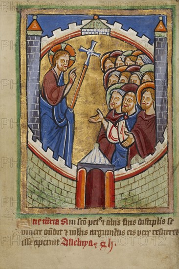 Christ Appearing to the Apostles; York perhaps, illuminated, Northern, England; illumination about 1190; written about 1490