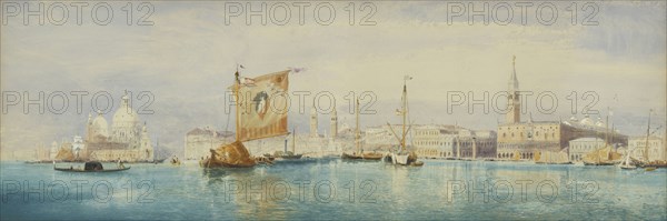 The Saint Mark's Basin, Venice; James Holland, English, 1799 - 1870, England; about 1860; Watercolor over pencil, heightened