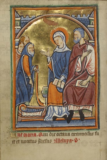 The Shepherds at the Stable; Norfolk perhaps, written, East Anglia, England; illumination about 1190; written about 1490