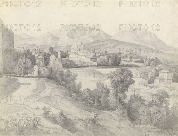 View of Benevento; Edmund Kanoldt, German, 1845 - 1904, Italy; 1874; Graphite; 33 x 43.3 cm, 13 x 17 1,16 in