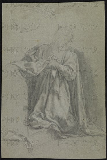 The Virgin Annunciate; Francisco Bayeu y Subias, Spanish, 1734 - 1795, Spain; about 1769; Black chalk with touches of white