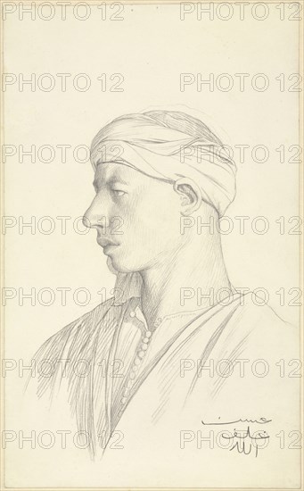 Portrait of an Egyptian Fellah; Jean-Léon Gérôme, French, 1824 - 1904, Egypt; about 1856; Black chalk; 26.7 × 16.2 cm