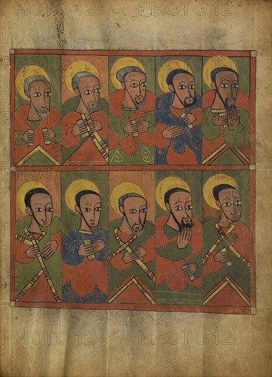 The Seventy-Two Disciples; Ethiopia; about 1480 - 1520; Tempera on parchment; Leaf: 34.5 x 25.6 cm, 13 9,16 x 10 1,16 in