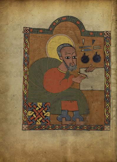 Saint Luke; Ethiopia; about 1480 - 1520; Tempera on parchment; Leaf: 34.5 x 25.6 cm, 13 9,16 x 10 1,16 in