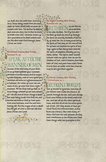 Decorated Text Page; Madelyn Walker, English, active 1930s, England; about 1930; Gold leaf, tempera colors, and pen and black
